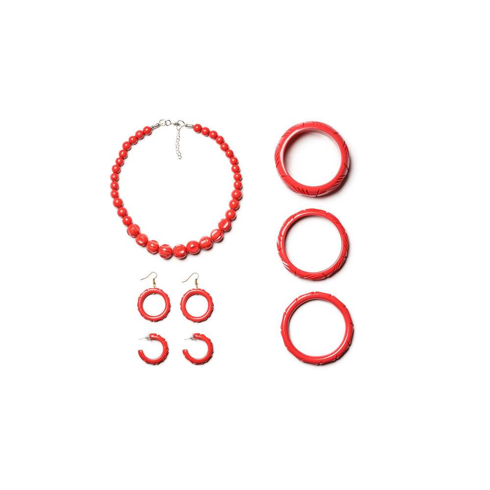 Hibiscus Heavy Carve Drop Hoop Earrings by Splendette 2