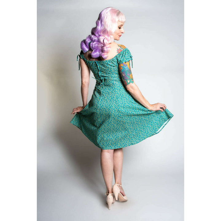 Hilda Dress - Little Flowers, Green