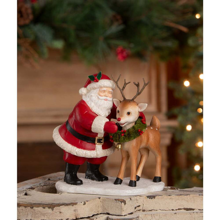 HO HO Santa with Rudolph by Bethany Lowe Designs