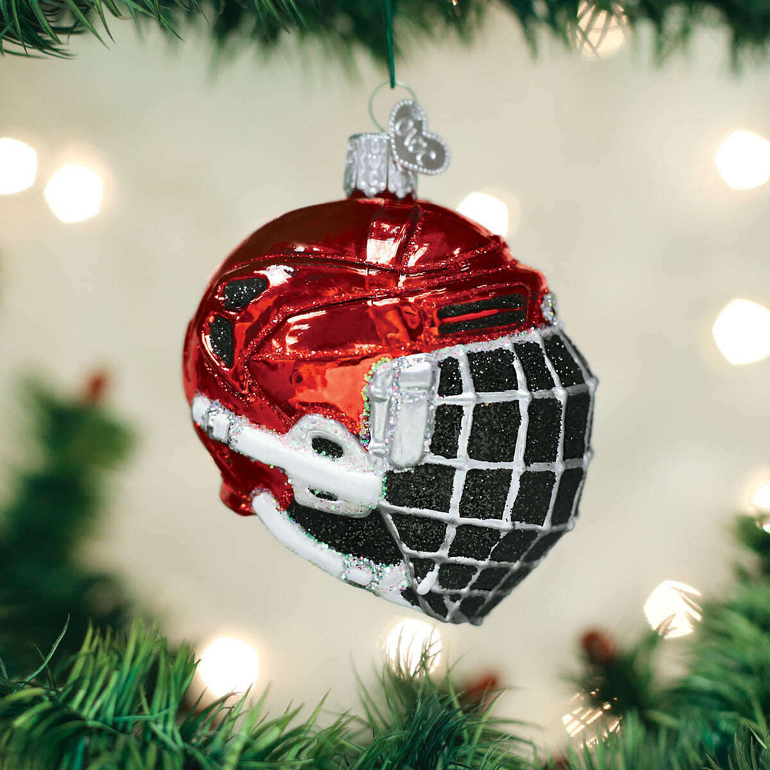 Old World Christmas Hockey Helmet Blown Glass Ornament