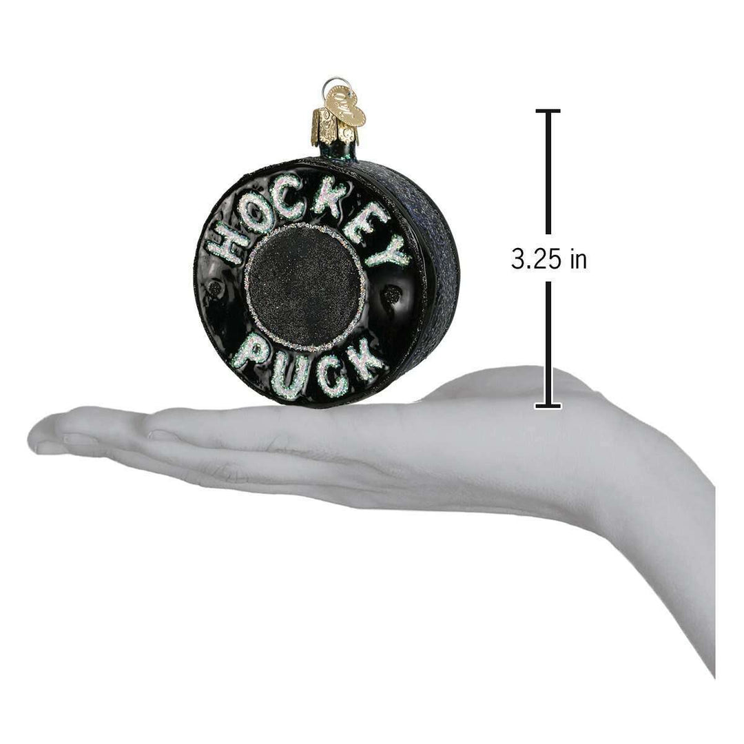 Old World Christmas Hockey Puck Blown Glass Ornament