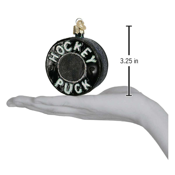 Old World Christmas Hockey Puck Blown Glass Ornament