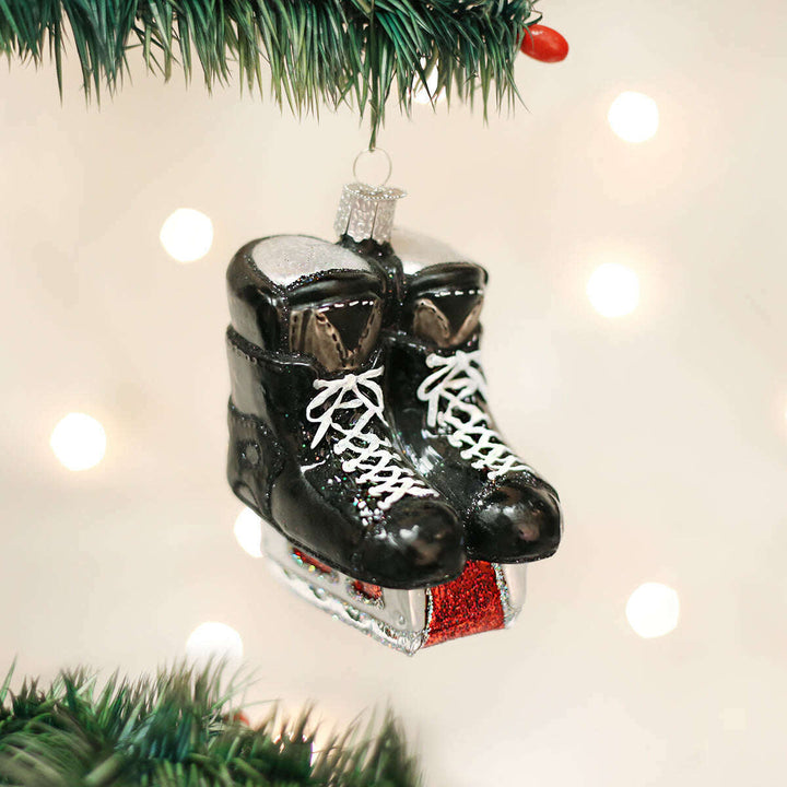Old World Christmas Hockey Skates Blown Glass Ornament