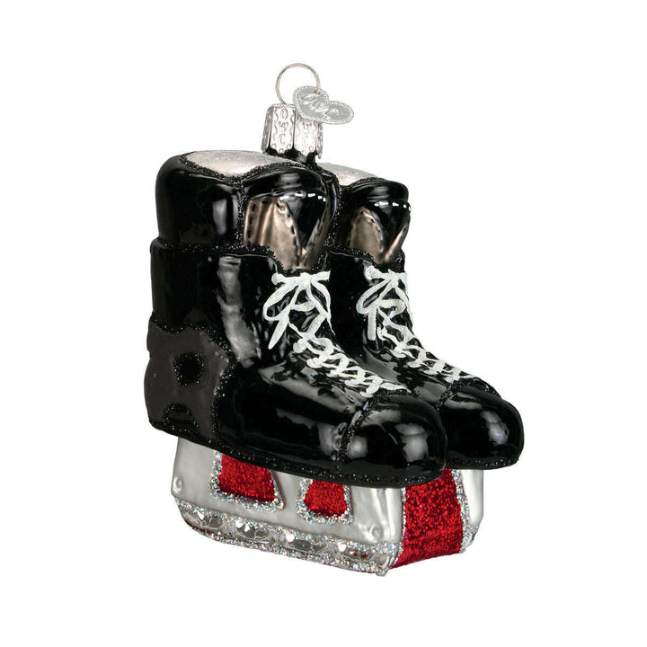 Old World Christmas Hockey Skates Blown Glass Ornament