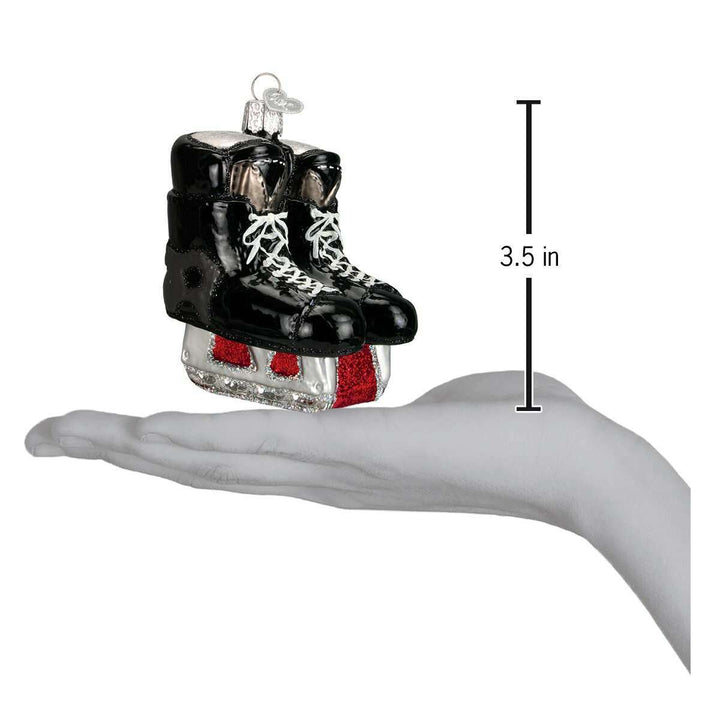 Old World Christmas Hockey Skates Blown Glass Ornament