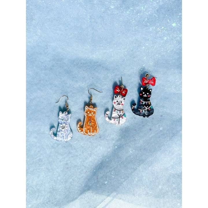 Holiday Cat Friends Earrings 1