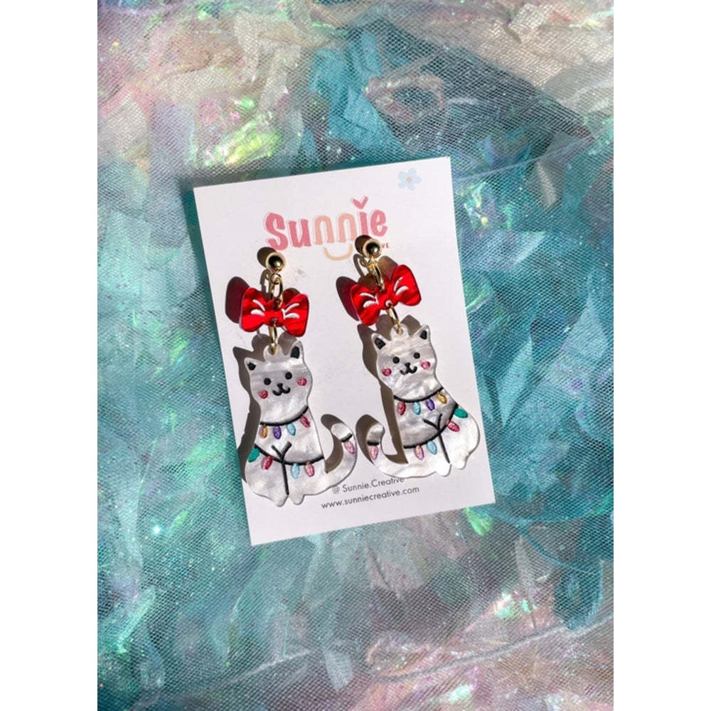 Holiday Cat Friends Earrings 2
