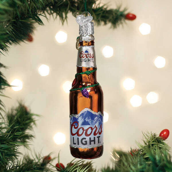 Old World Christmas Holiday Coors Light Bottle Blown Glass Ornament