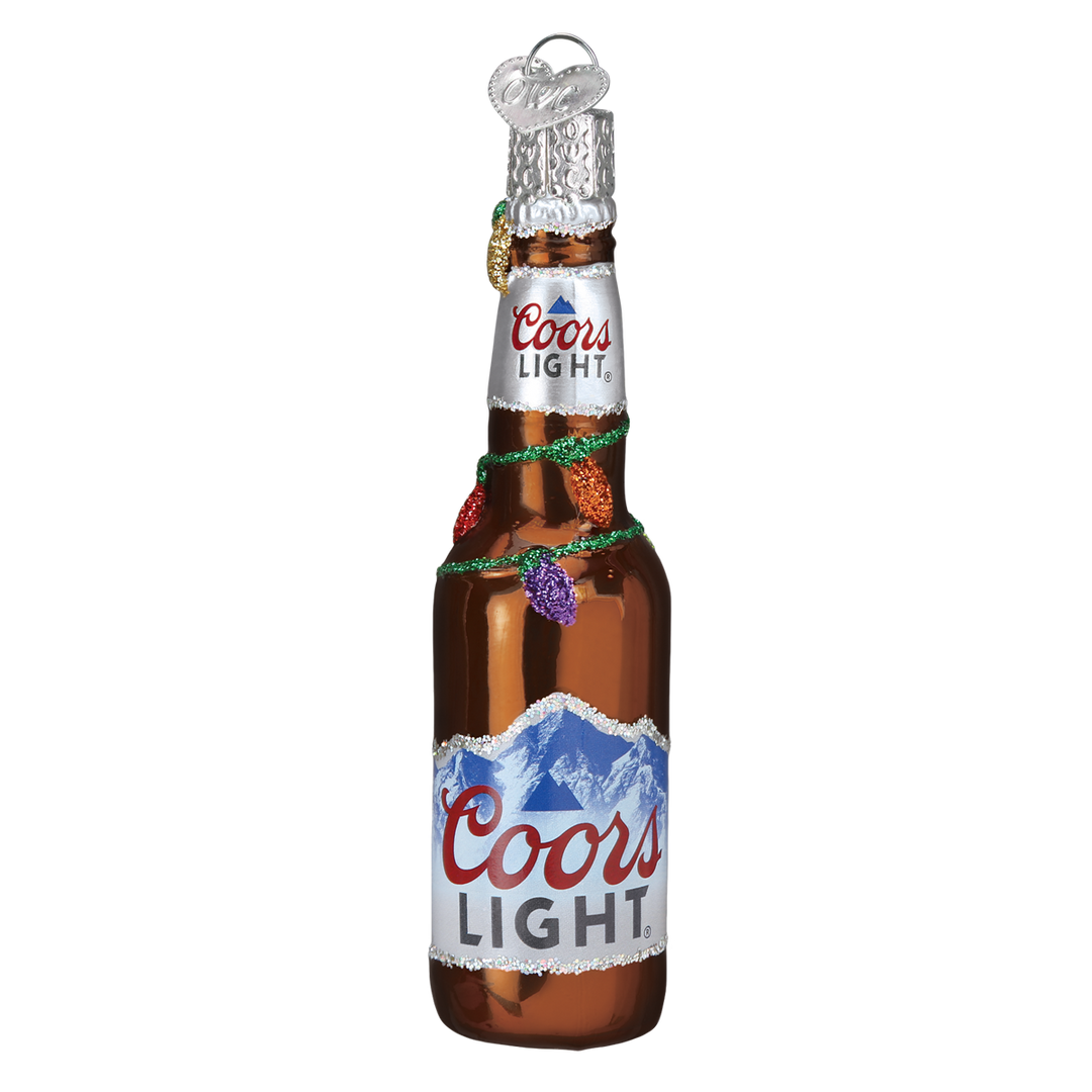 Old World Christmas Holiday Coors Light Bottle Blown Glass Ornament