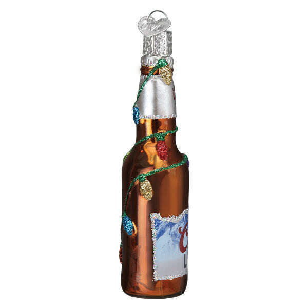 Old World Christmas Holiday Coors Light Bottle Blown Glass Ornament