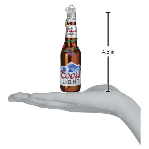 Old World Christmas Holiday Coors Light Bottle Blown Glass Ornament