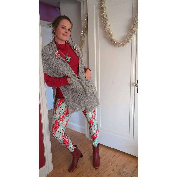 "Holiday Faces" (Johanna Parker Exclusive) Christmas Peppermint Diamonds - Leggings