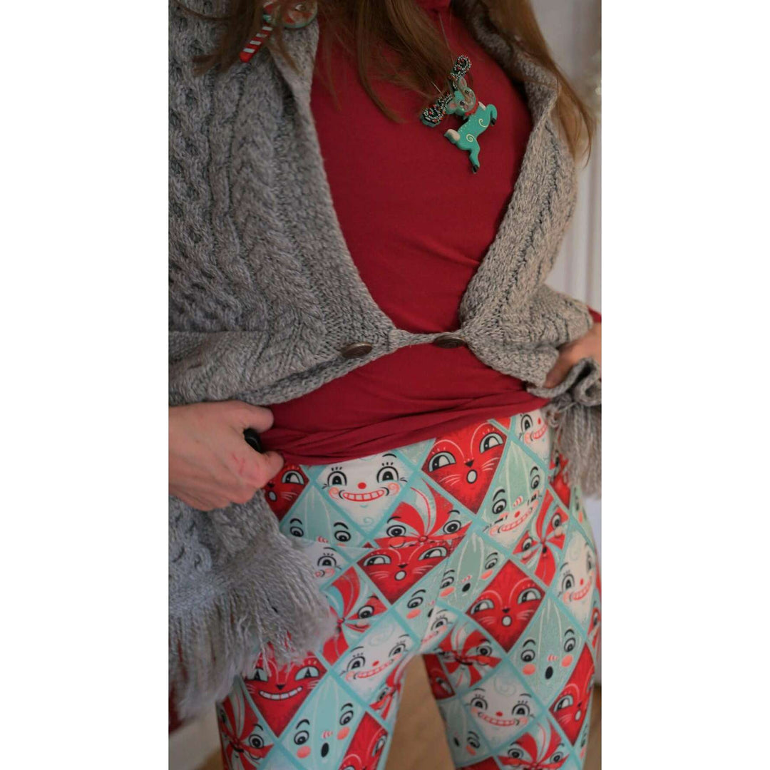 "Holiday Faces" (Johanna Parker Exclusive) Christmas Peppermint Diamonds - Leggings