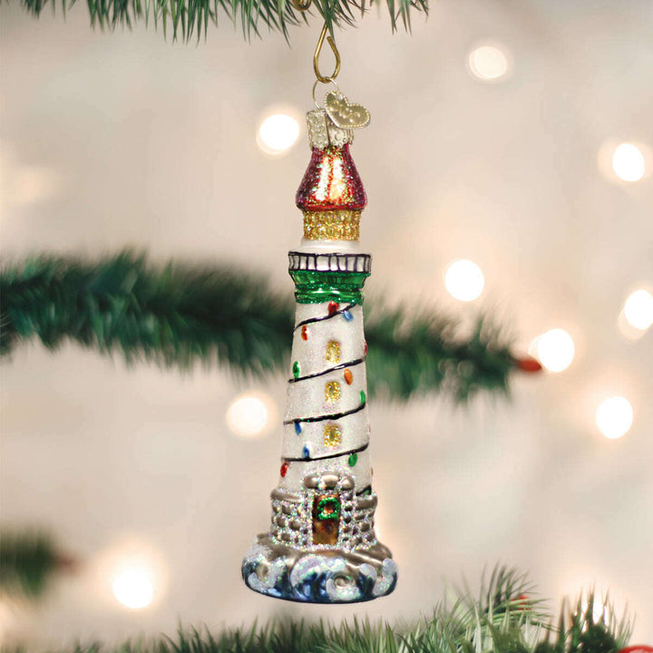 Old World Christmas Holiday Lighthouse Blown Glass Ornament