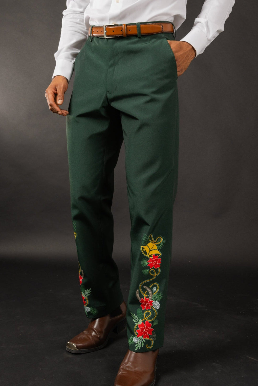 The Holiday Ham | Dark Green Holiday Placement Suit Pants