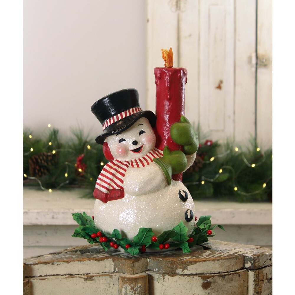 Holly Berry Snowman and Candle by Bethany Lowe Designs