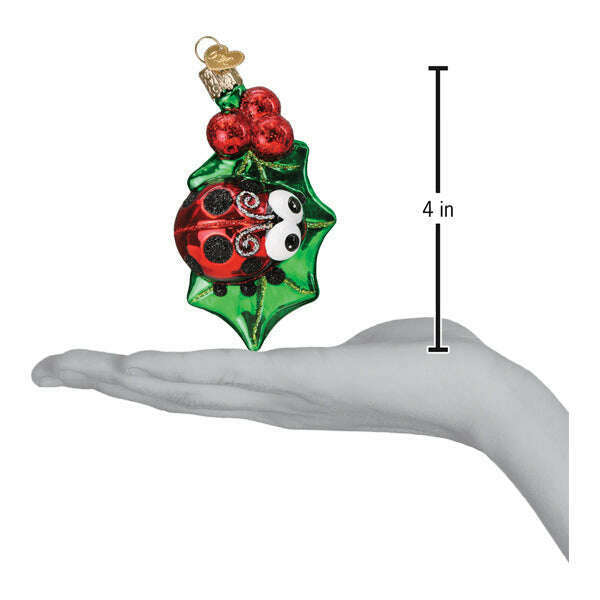 Old World Christmas Holly Ladybug Blown Glass Ornament