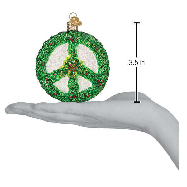 Old World Christmas Holly Peace Symbol Blown Glass Ornament