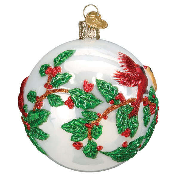 Old World Christmas Hollyberry Birds Blown Glass Ornament