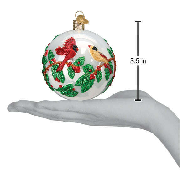 Old World Christmas Hollyberry Birds Blown Glass Ornament