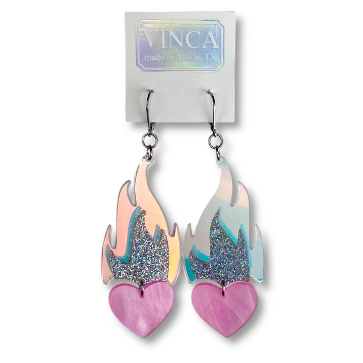 Last Chance! Love A La Flambe Dangle Earrings in Dreamy Pink