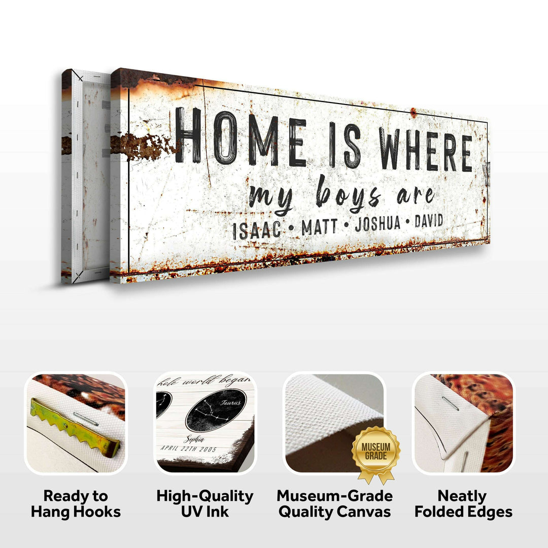 Home Is Where My Boys Are Family Sign IV