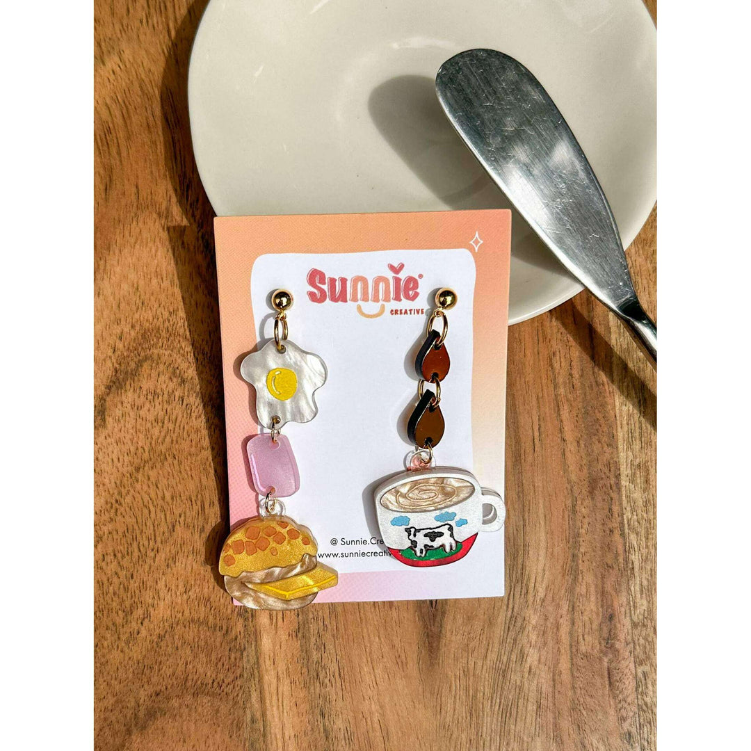 Hong Kong Cafe Breakfast Mismatch Earrings