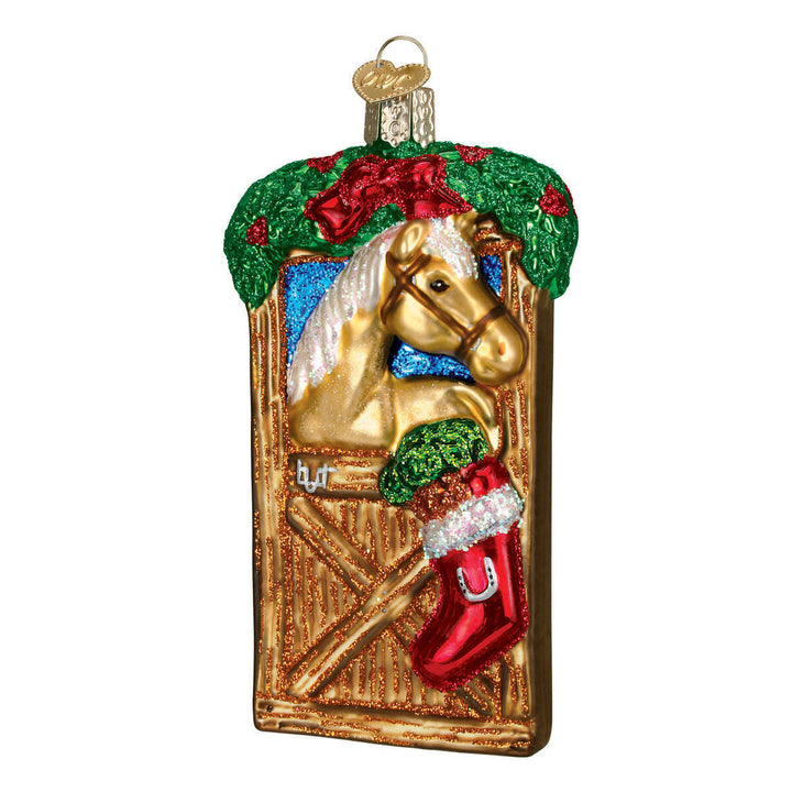 Old World Christmas Horse In Stall Blown Glass Ornament