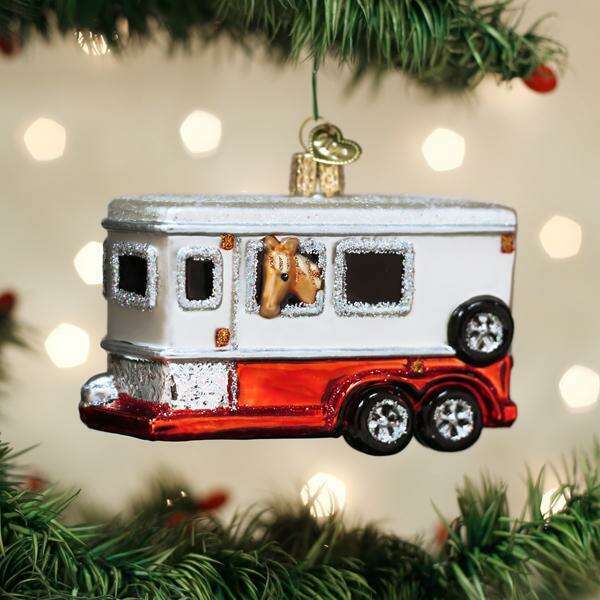 Old World Christmas Horse Trailer Blown Glass Ornament