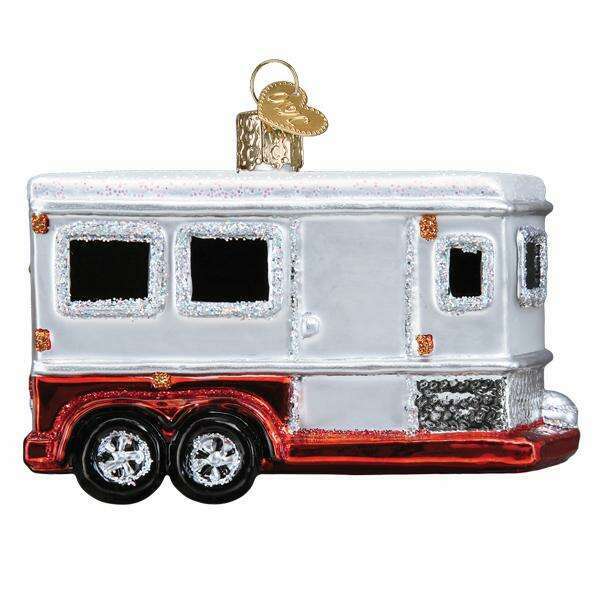 Old World Christmas Horse Trailer Blown Glass Ornament
