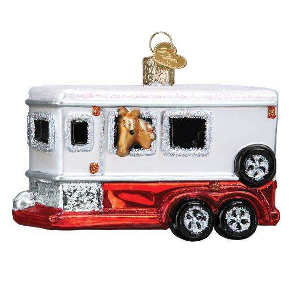 Old World Christmas Horse Trailer Blown Glass Ornament