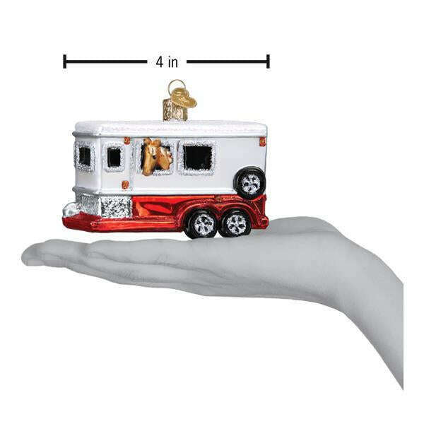 Old World Christmas Horse Trailer Blown Glass Ornament