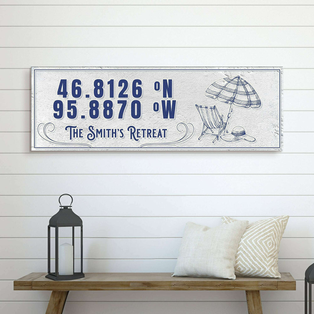 House Retreat Coordinates Sign