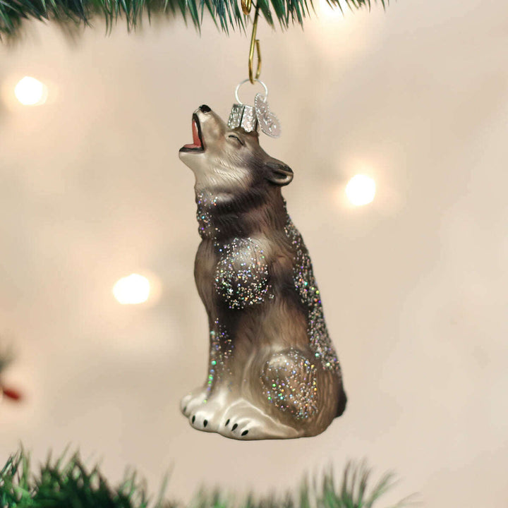 Old World Christmas Howling Wolf Blown Glass Ornament