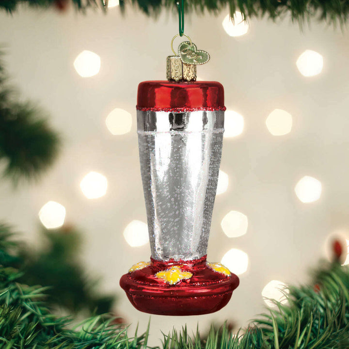 Old World Christmas Hummingbird Feeder Blown Glass Ornament