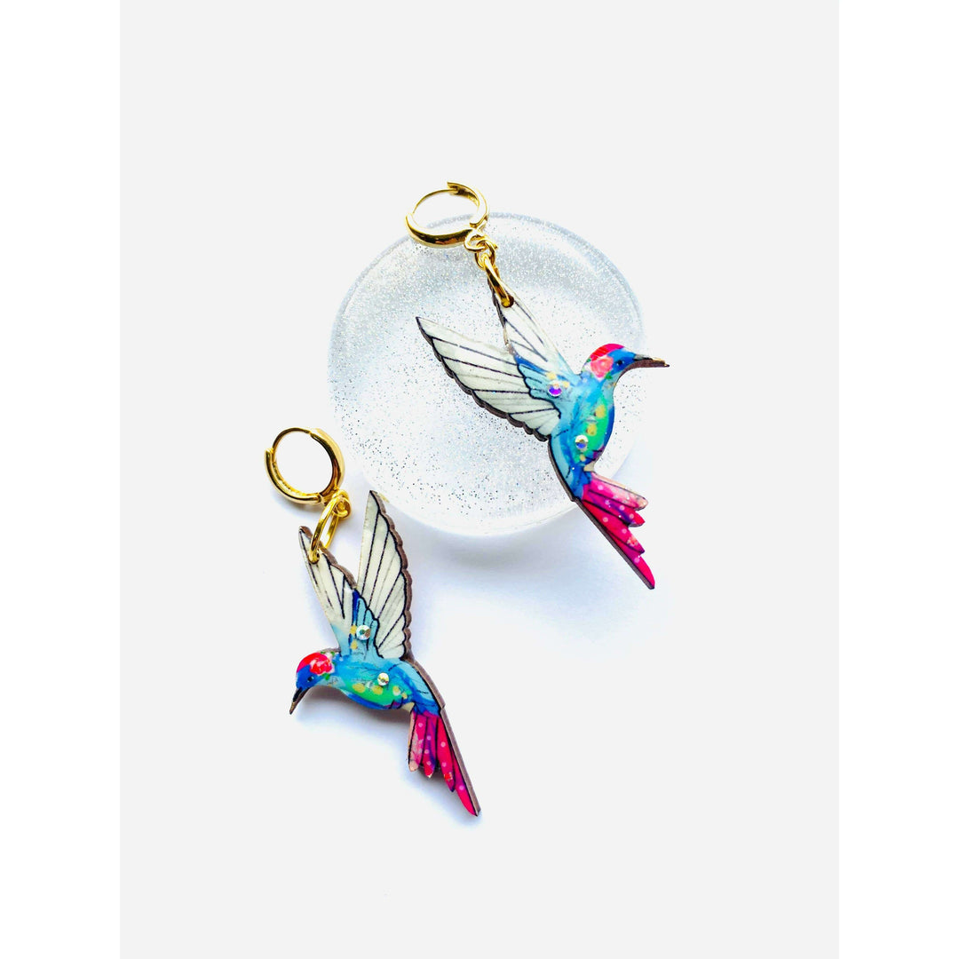 Hummingbird Huggie Hoop Earrings by Rosie Rose Parker
