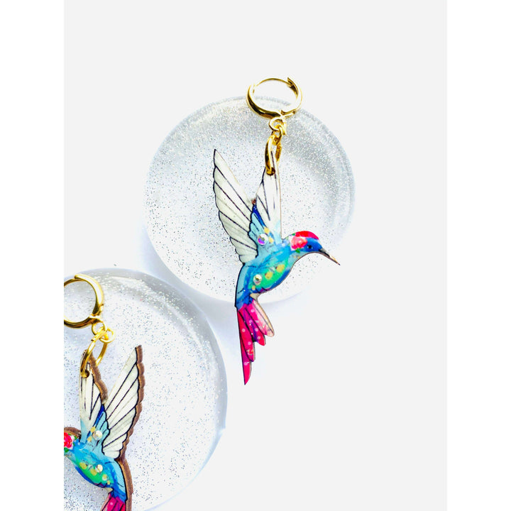 Hummingbird Huggie Hoop Earrings by Rosie Rose Parker