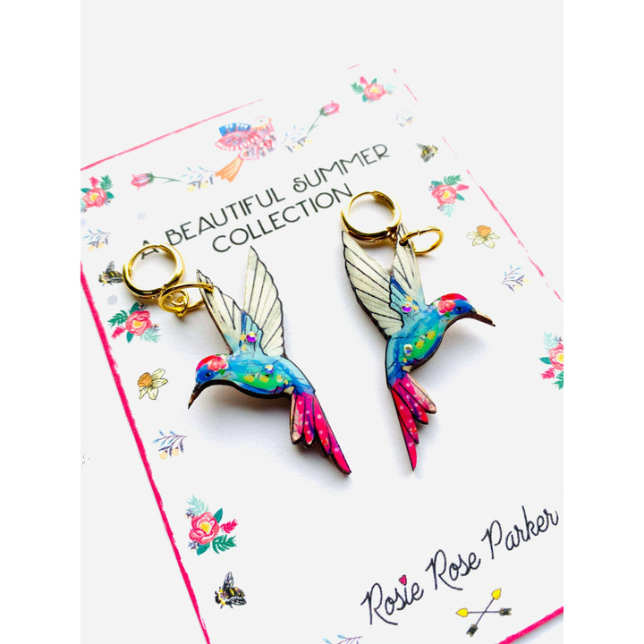Hummingbird Huggie Hoop Earrings by Rosie Rose Parker