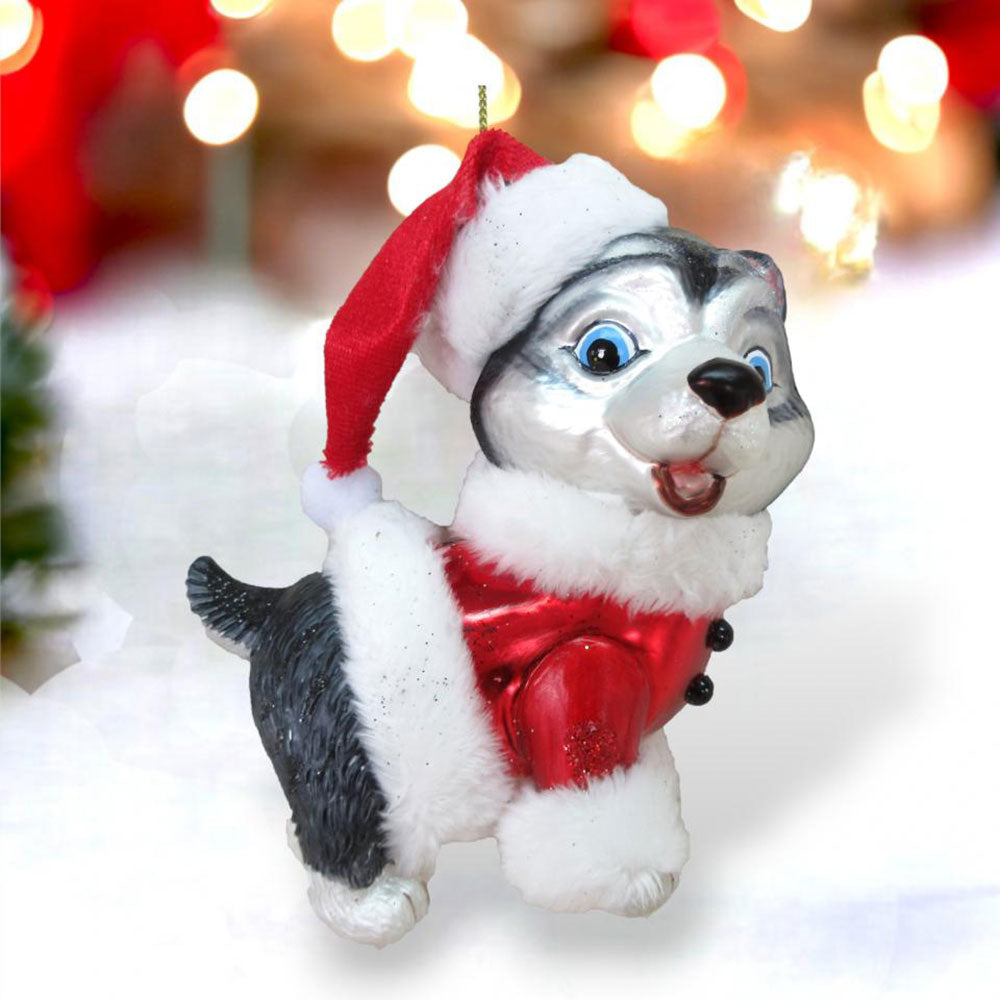 Husky in Santa Suit Ornament Min/6 by December Diamonds 