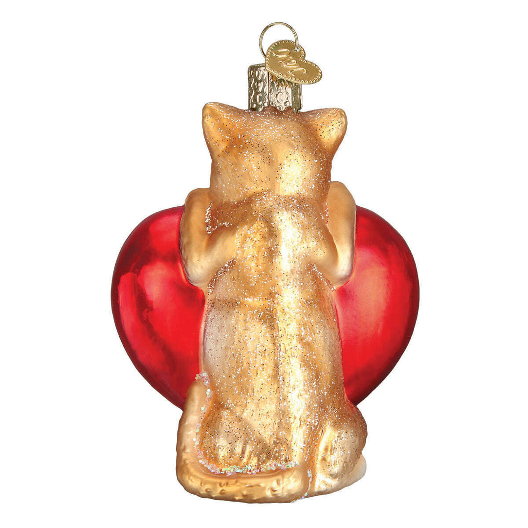 Old World Christmas I Love My Cat Blown Glass Ornament