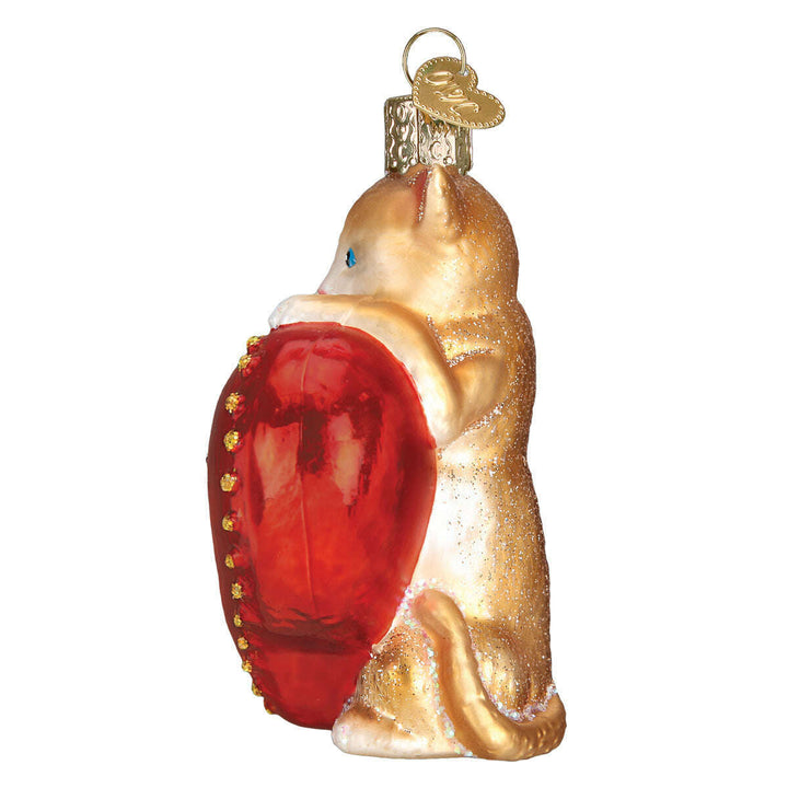 Old World Christmas I Love My Cat Blown Glass Ornament