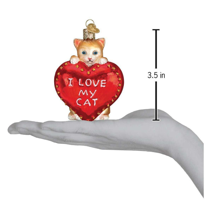 Old World Christmas I Love My Cat Blown Glass Ornament