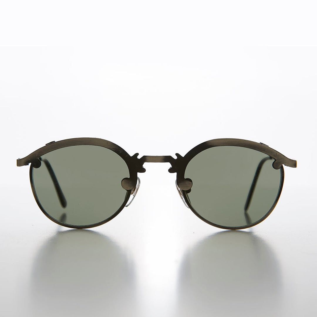 Round 90s Metal Unique Sunglass with Arrow Nose Bridge - Charmer