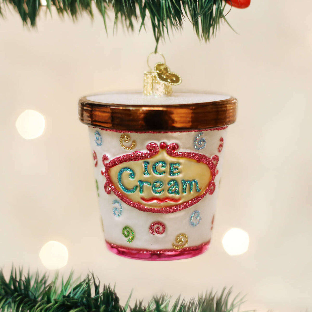 Old World Christmas Ice Cream Carton Blown Glass Ornament