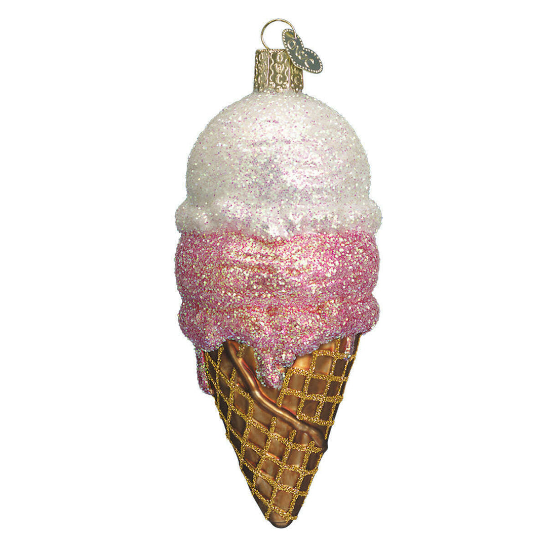 Old World Christmas Ice Cream Cone Blown Glass Ornament