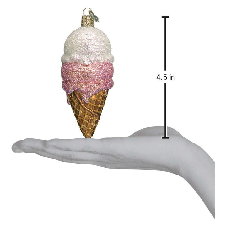 Old World Christmas Ice Cream Cone Blown Glass Ornament