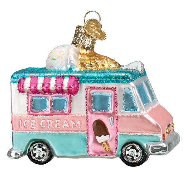 Old World Christmas Ice Cream Truck Blown Glass Ornament