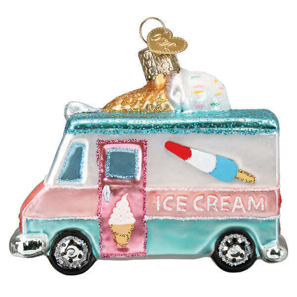 Old World Christmas Ice Cream Truck Blown Glass Ornament