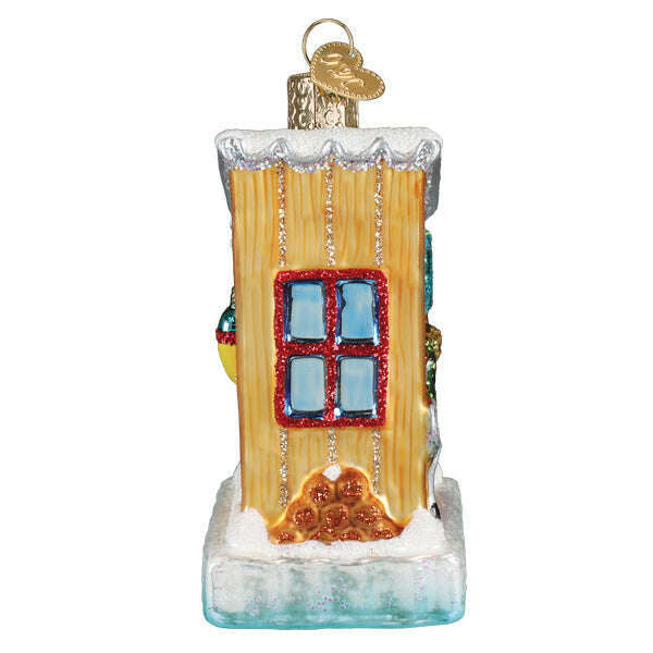 Old World Christmas Ice Fishing Shanty Blown Glass Ornament