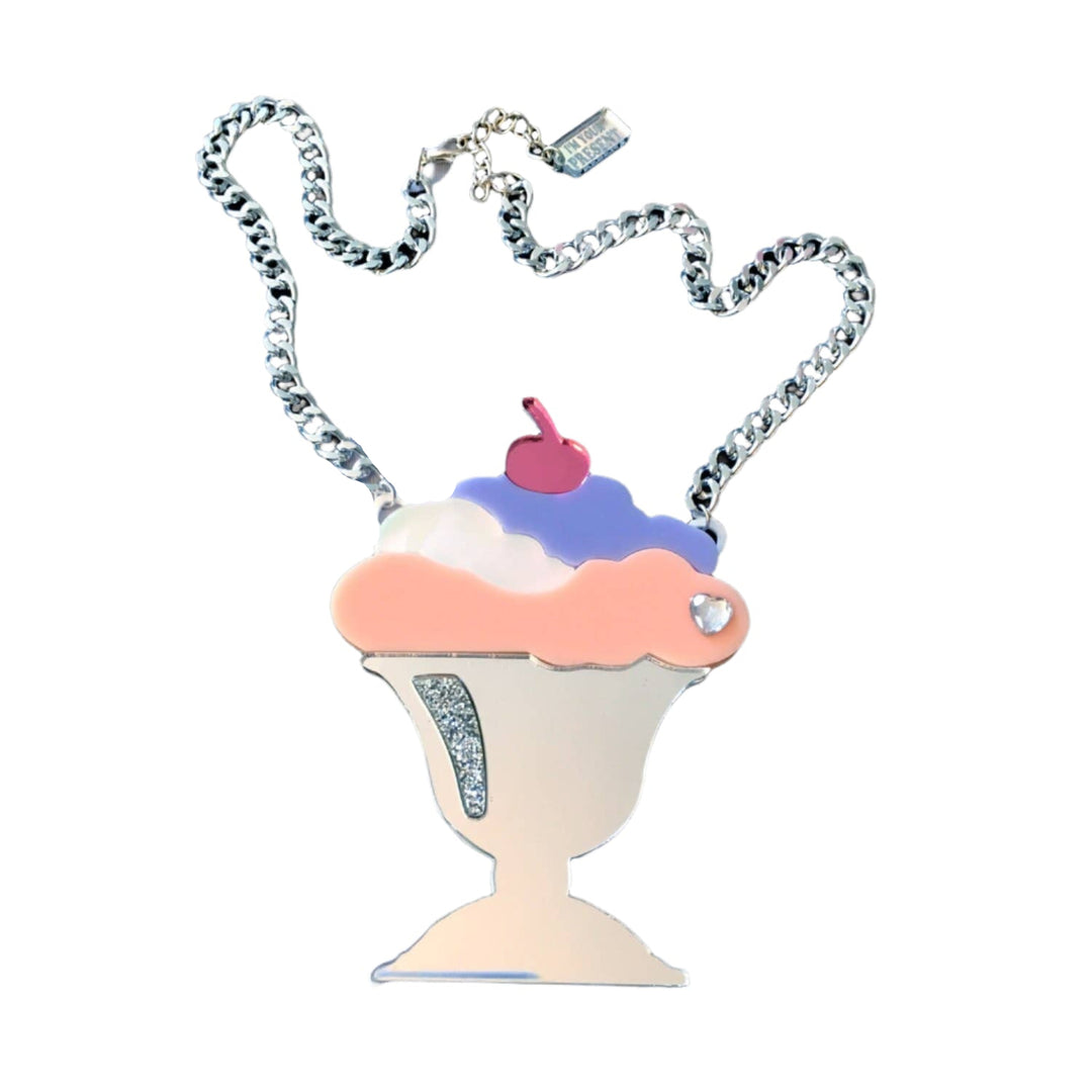 ice cream sundae statement acrylic necklace